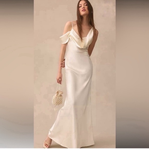 NWT Reformation Ronda One ShoulderAsymmetrical Neckline Silk Dress Ivory Sz 8 - Picture 3 of 16